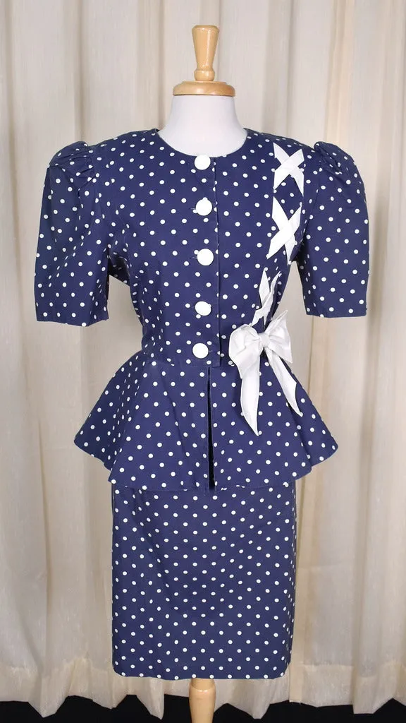 1940s Style Bow Peplum Dress