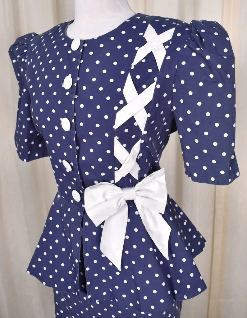 1940s Style Bow Peplum Dress