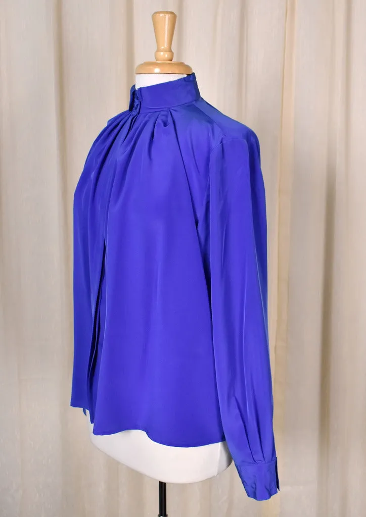 1940s Style Royal Blue Blouse