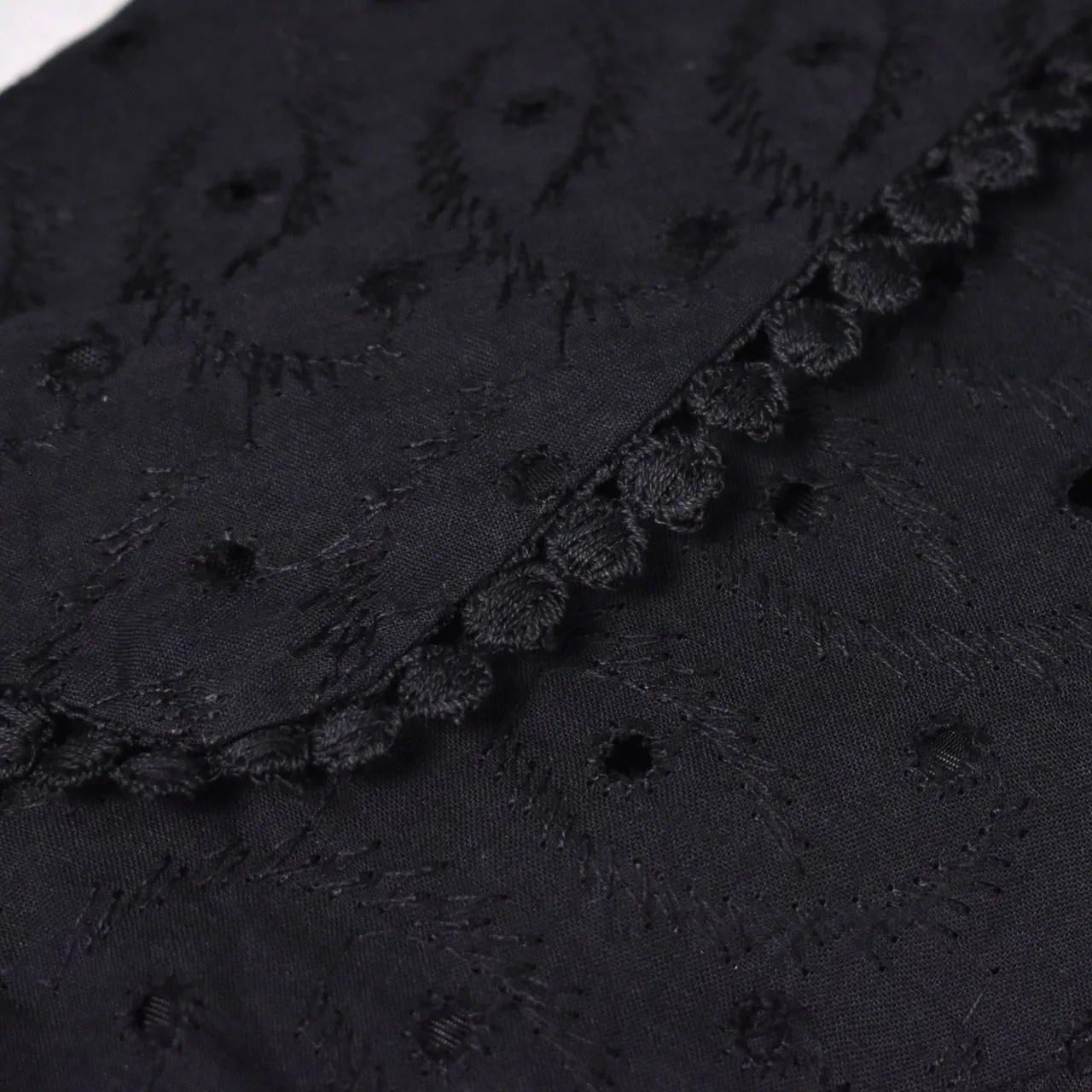 1950s Black Eyelet Bow Skirt Suit