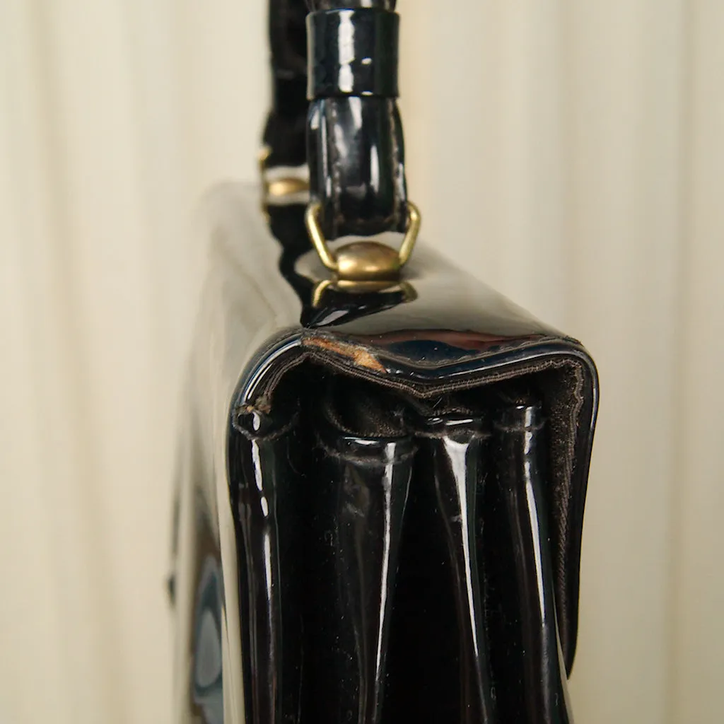 1950s Black Patent Handbag