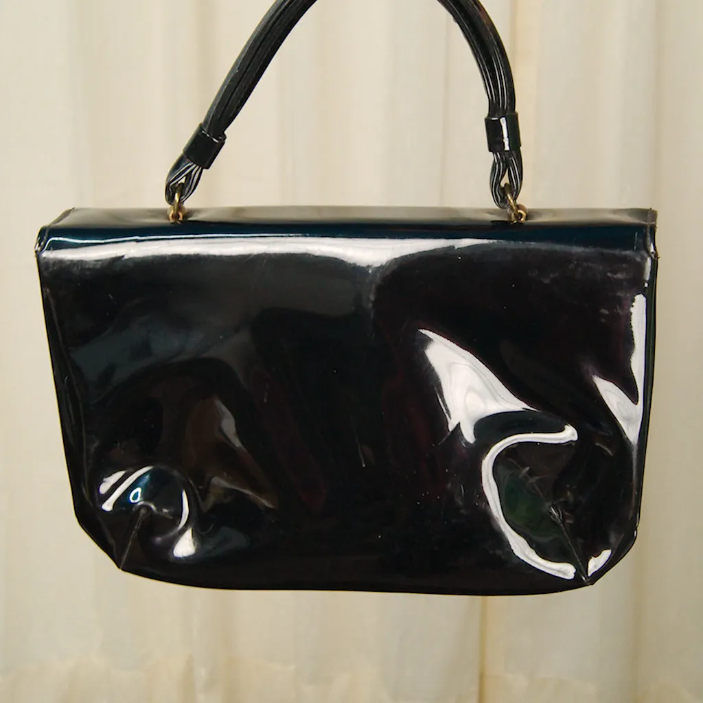 1950s Black Patent Handbag