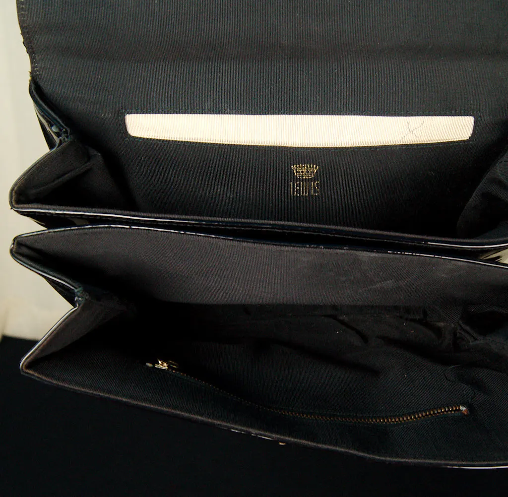 1950s Black Patent Handbag