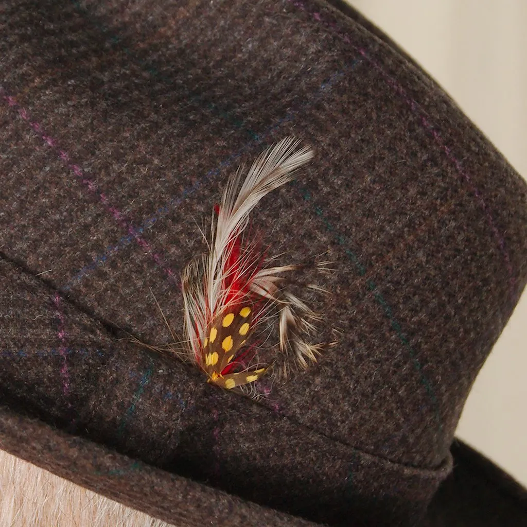 1950s Brown Plaid Trilby Hat