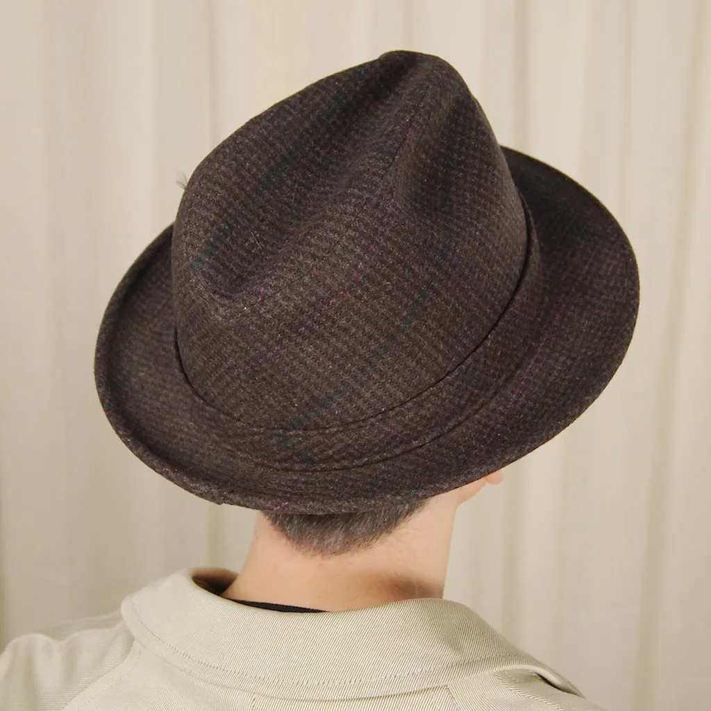 1950s Brown Plaid Trilby Hat