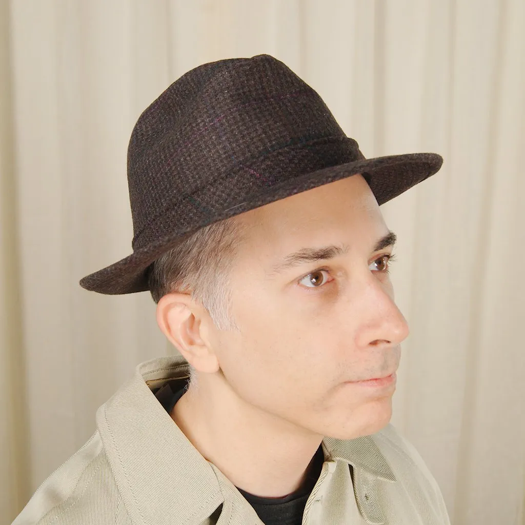 1950s Brown Plaid Trilby Hat