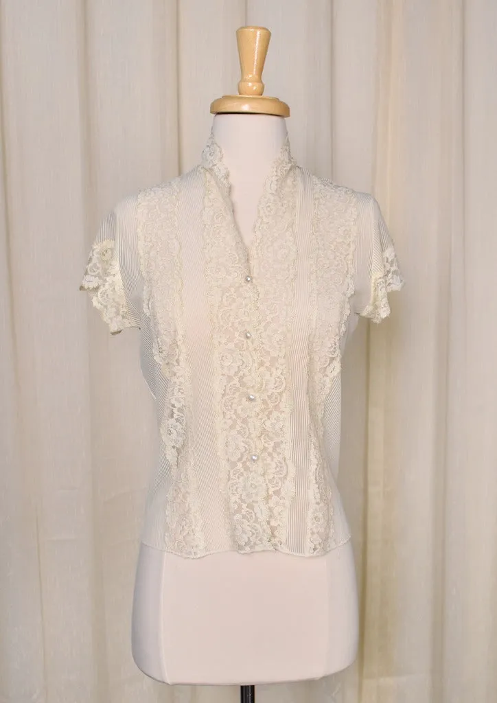 1950s Champagne Lace Blouse