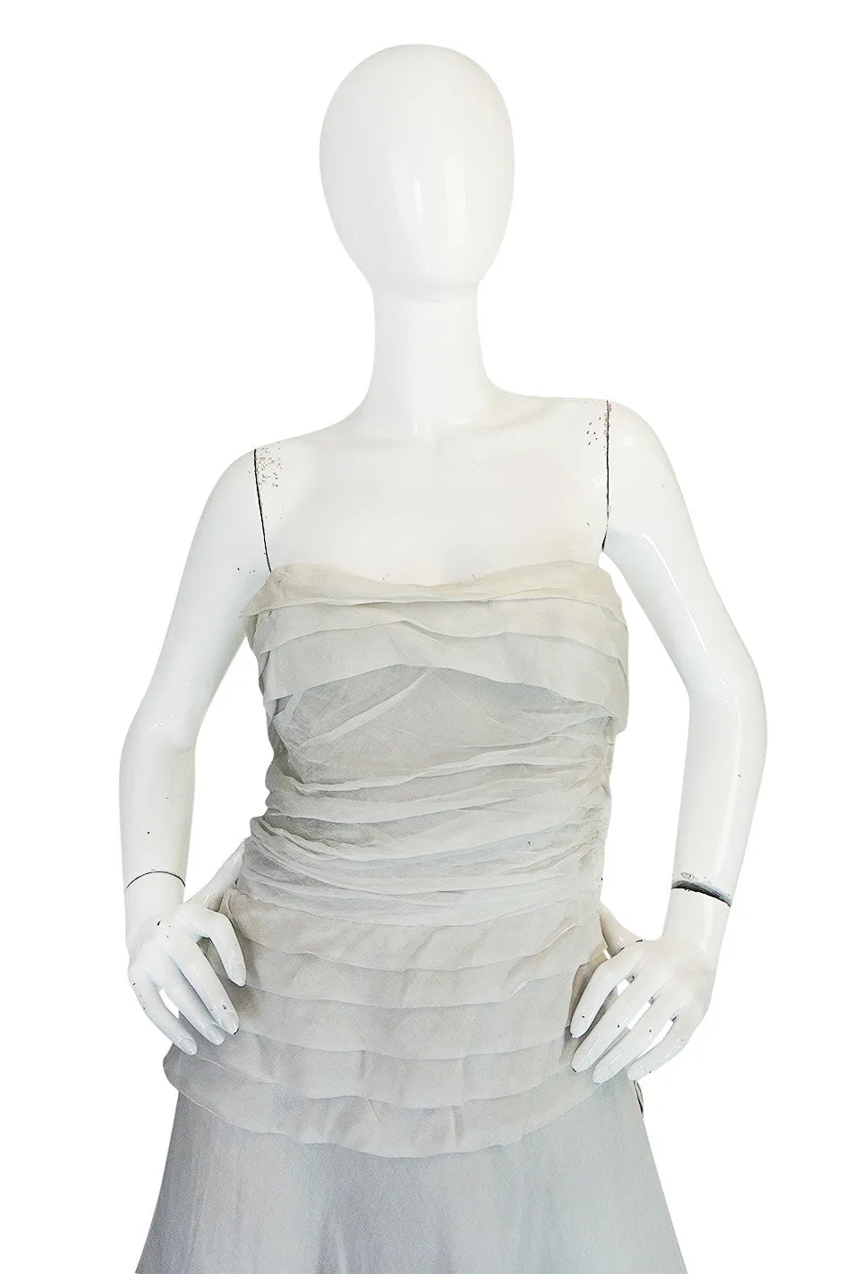 1950s Hardy Amies Couture Fine Silk Organza & Lace Dress