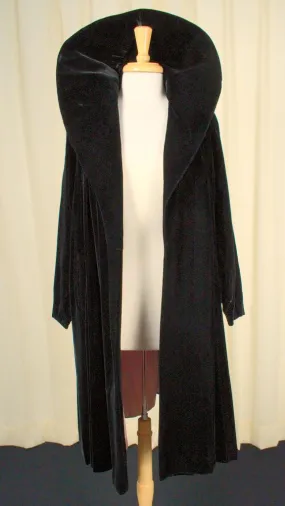 1950s Inky Black Velvet Coat