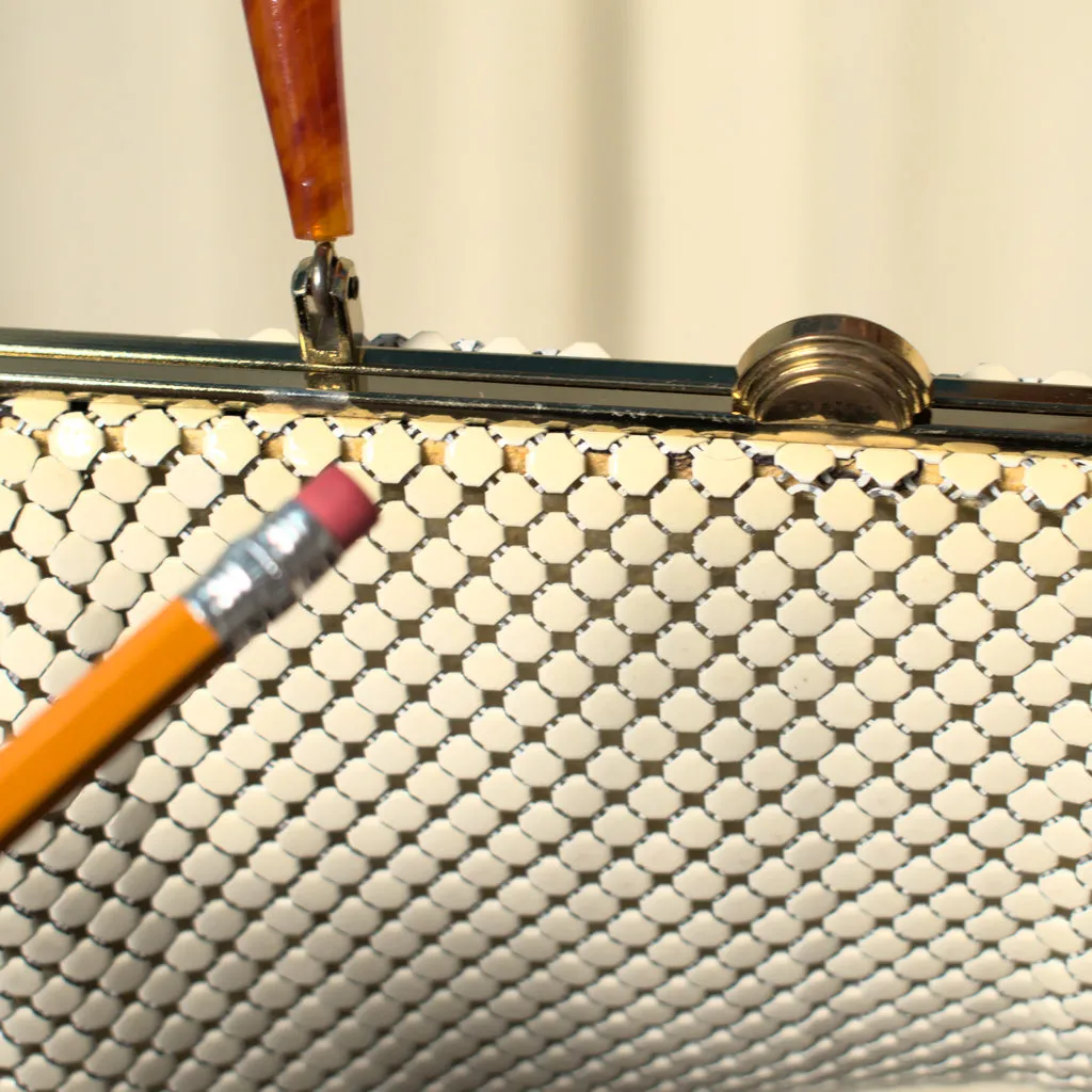 1950s Ivory Mesh Handbag