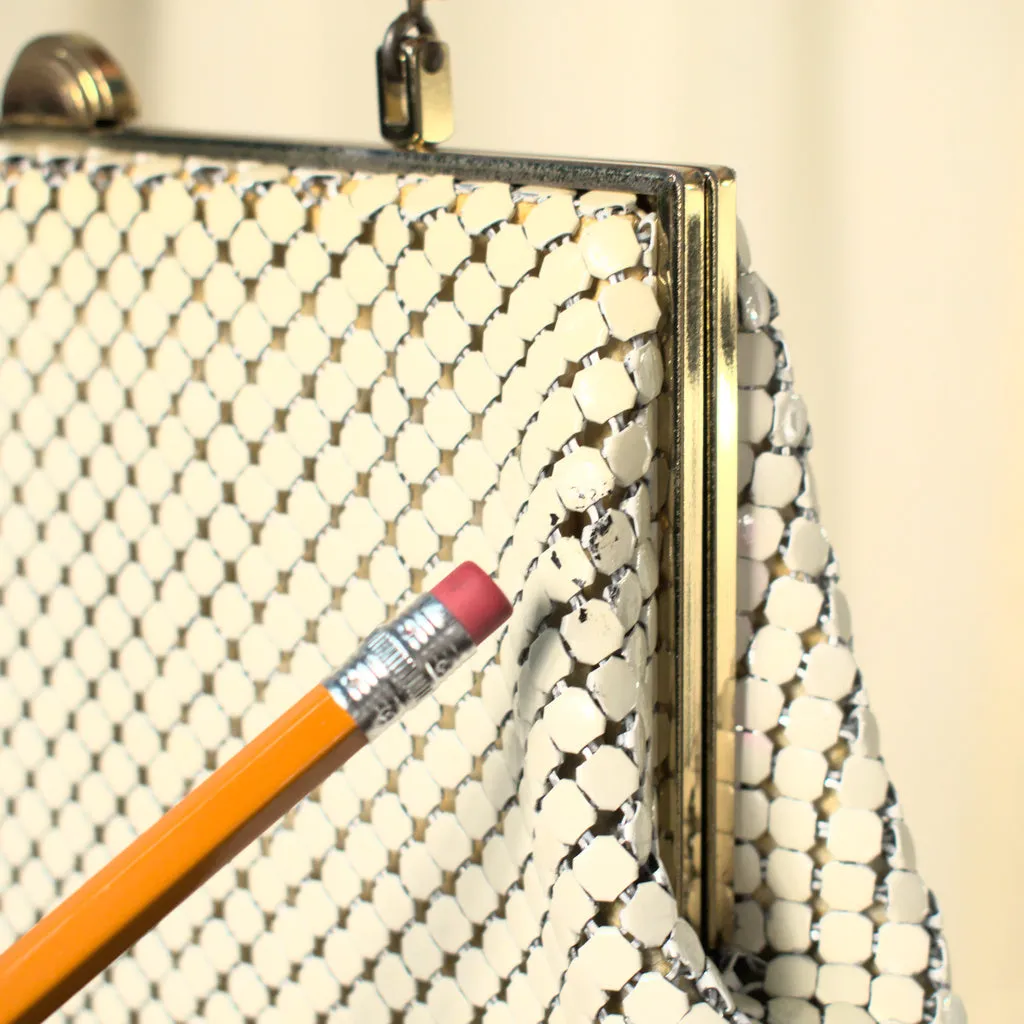 1950s Ivory Mesh Handbag