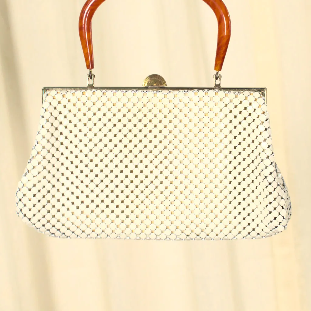 1950s Ivory Mesh Handbag