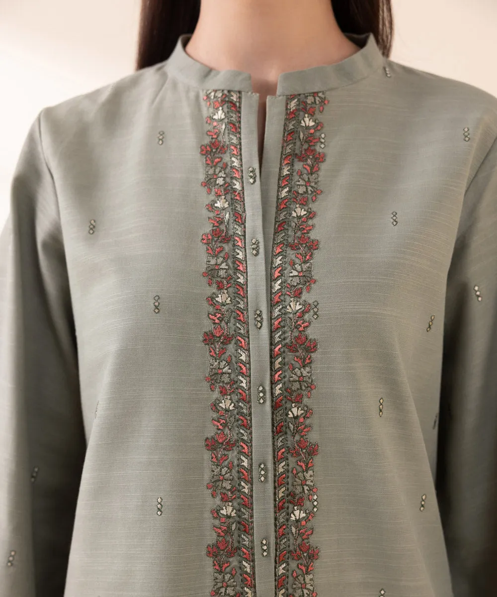 3 Piece - Embroidered Khaddar Suit