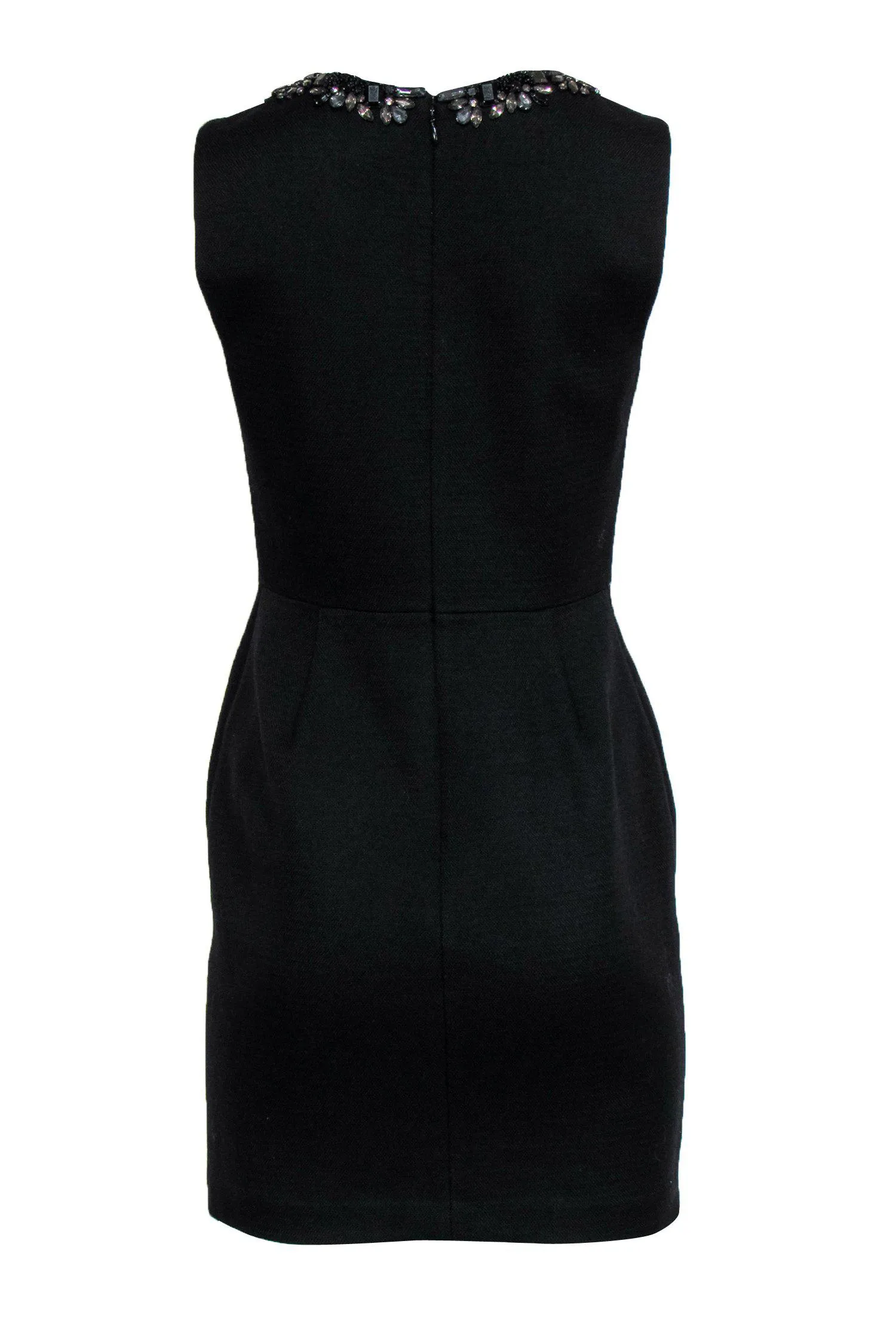 3.1 Phillip Lim - Black Woven Sheath Dress w/ Jeweled Neckline Sz 4