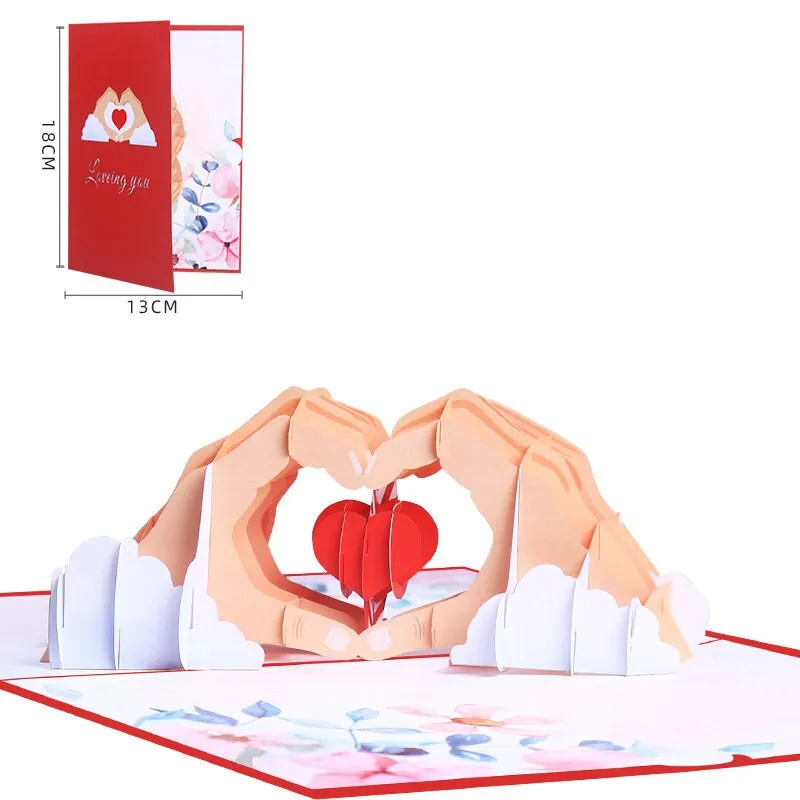 3D Pop-up Love Heart Handmade Greeting Card - Perfect for Thinking of you, Congrats, Weddings, or Saying Thank You