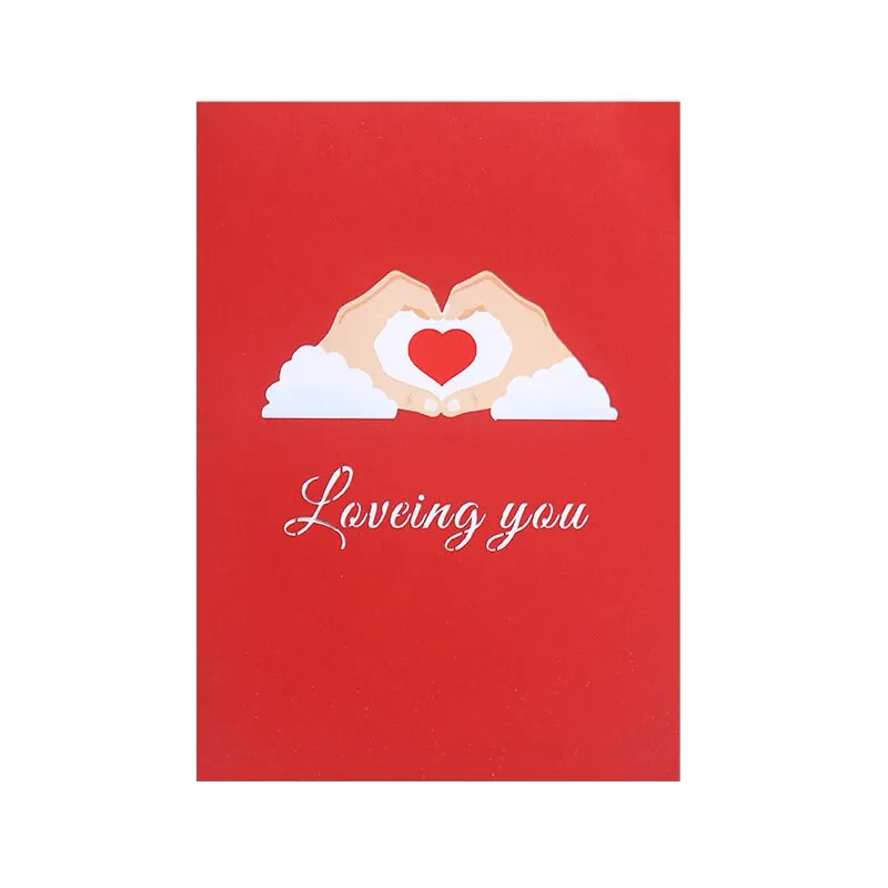 3D Pop-up Love Heart Handmade Greeting Card - Perfect for Thinking of you, Congrats, Weddings, or Saying Thank You