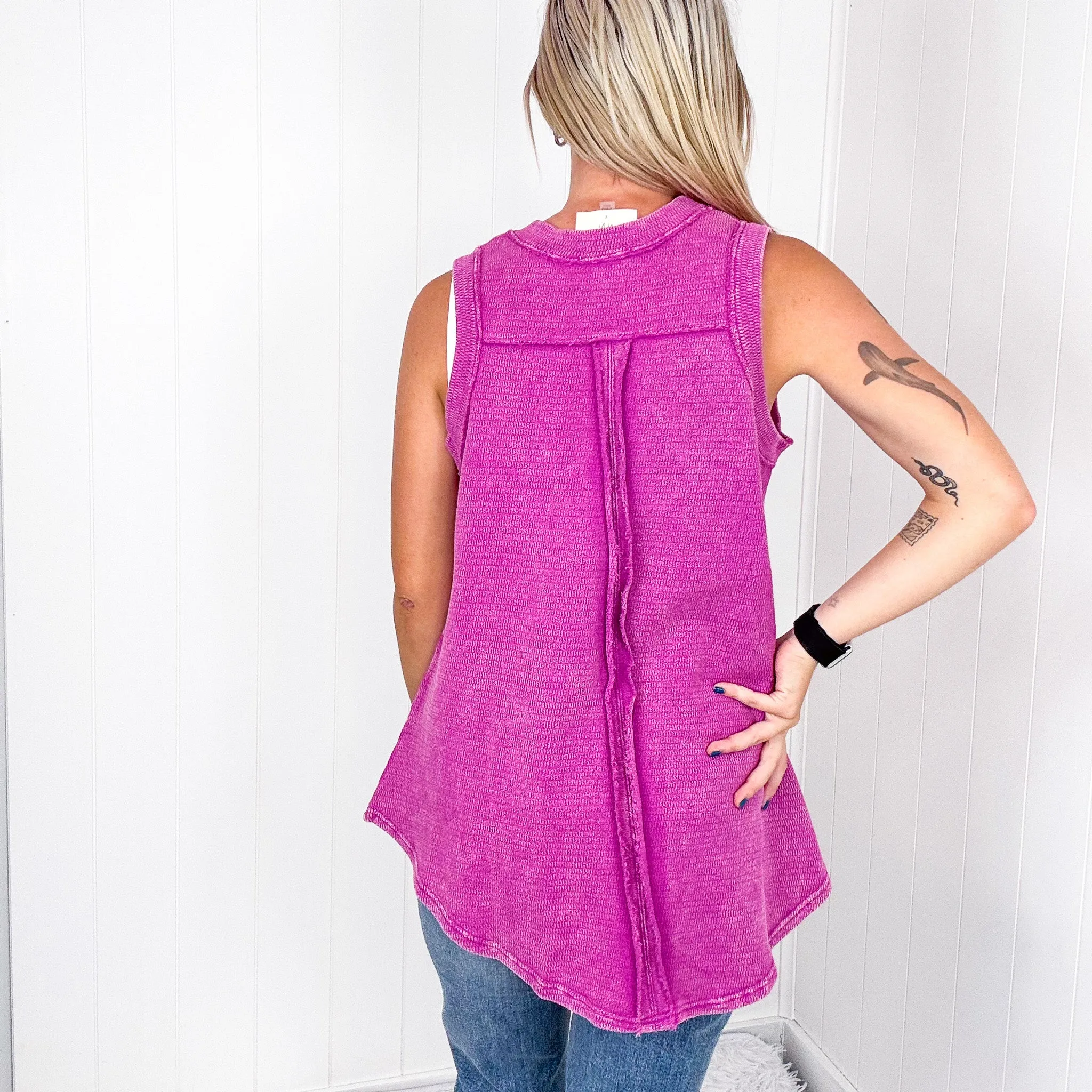 A Few of My Favorite Things Round Neck Tank in Fuchsia