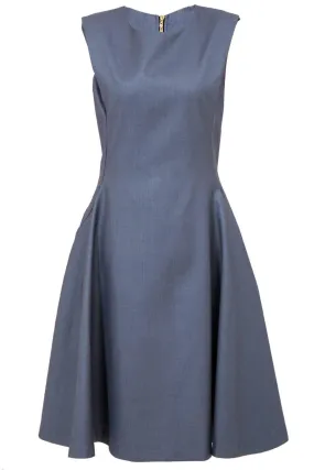 A Line Dress With Gold Zip Detail Grey