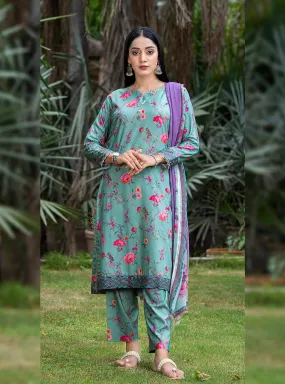 Aangan By Qalamkar Embroidered Linen Unstitched 3 Piece Suit - 05