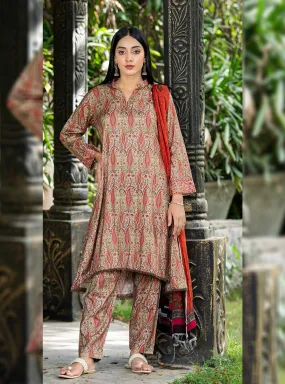 Aangan By Qalamkar Embroidered Linen Unstitched 3 Piece Suit - 11