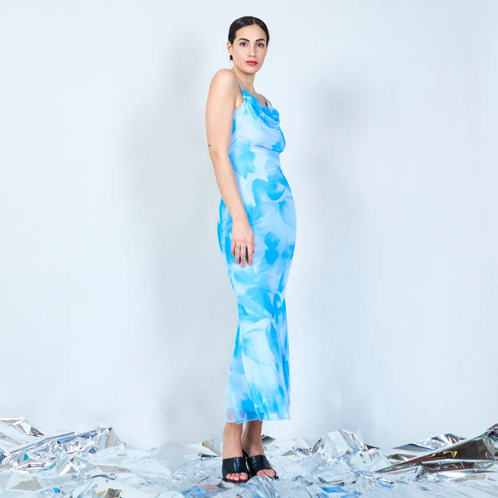 Abstract floral print maxi dress wholesale