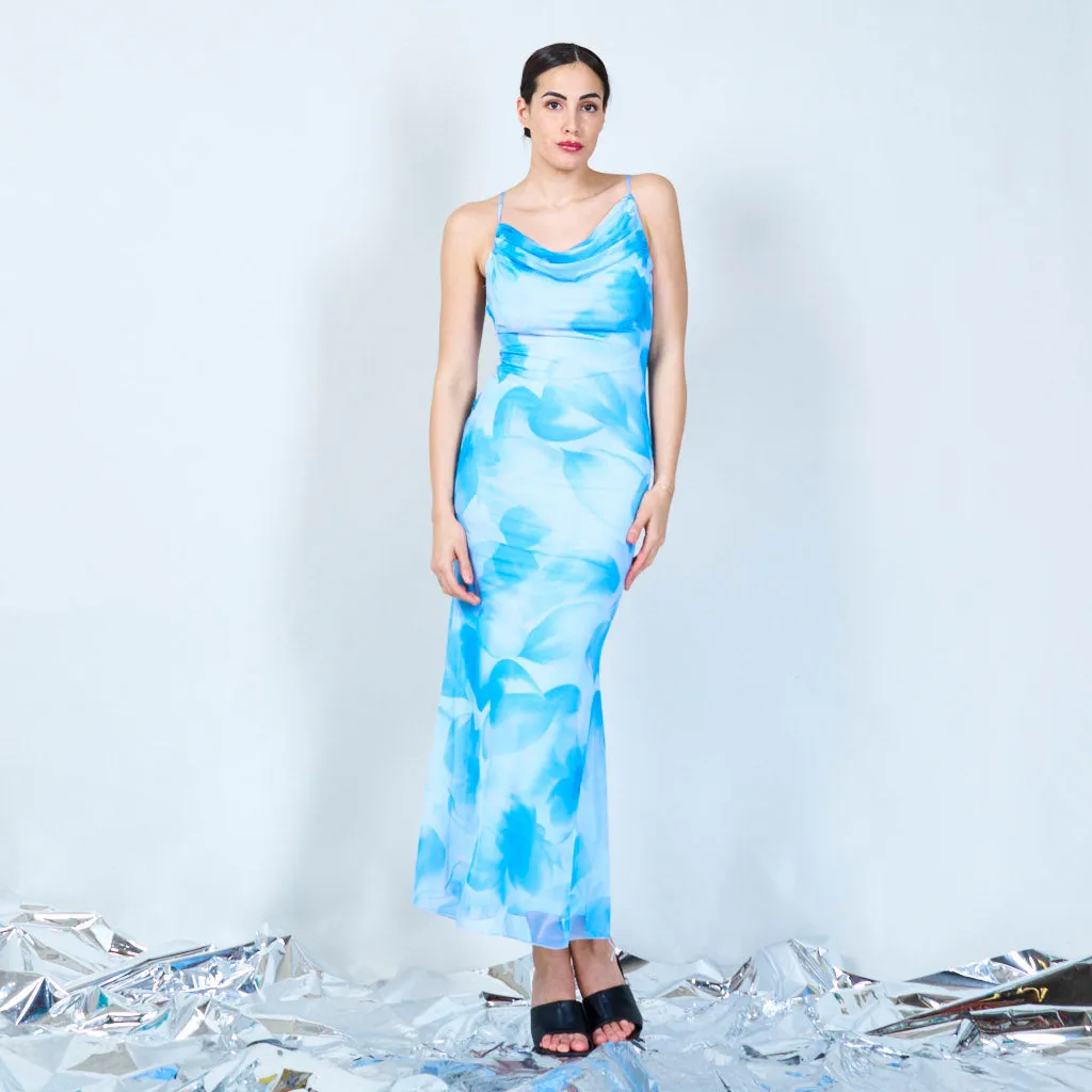 Abstract floral print maxi dress wholesale