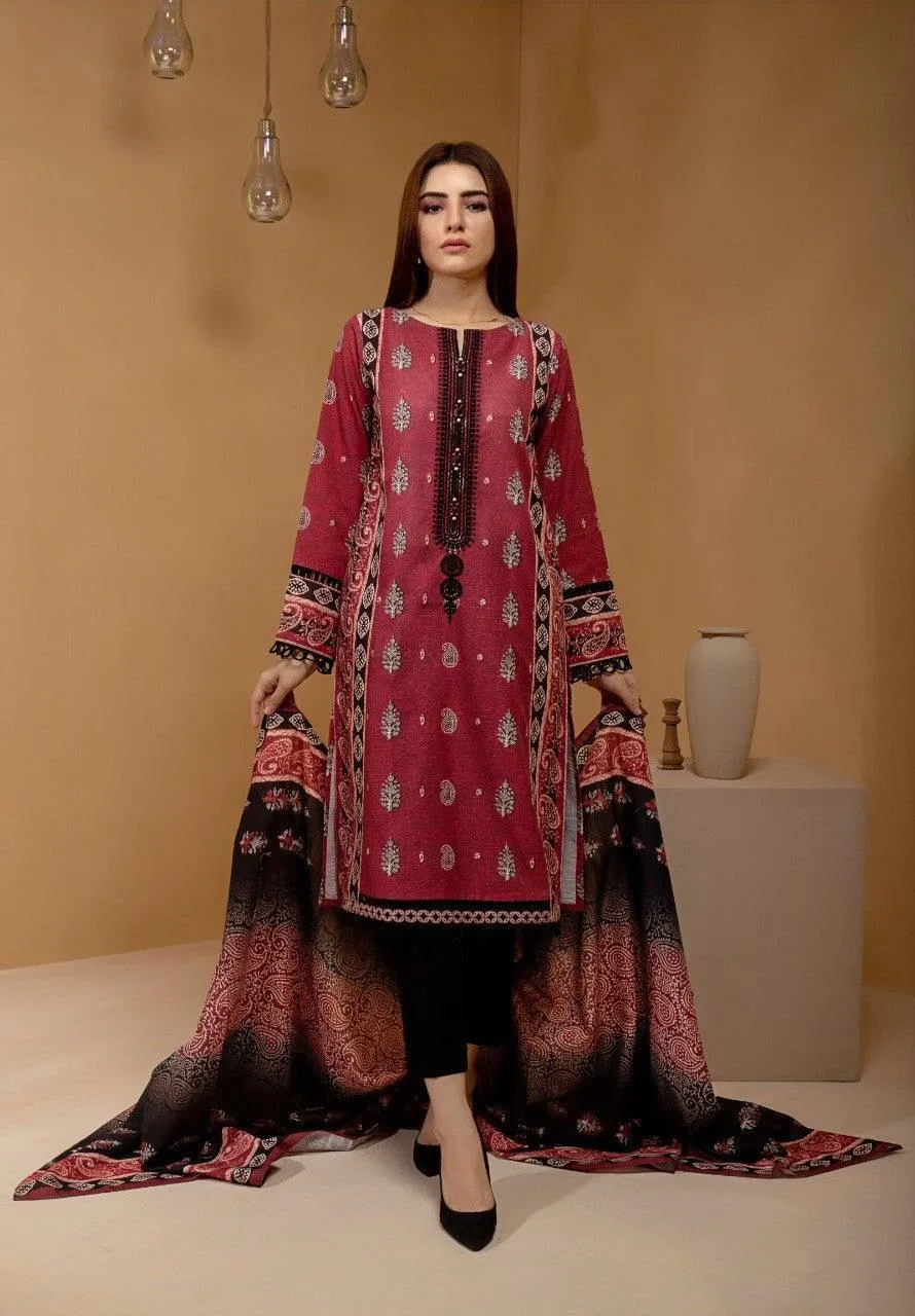 ACE Galleria Digital Embroidered Unstitched 3 Piece Khaddar Suit ACE 12090