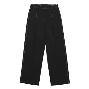 ADD Contrast Stitch Wool Wide Slacks Black