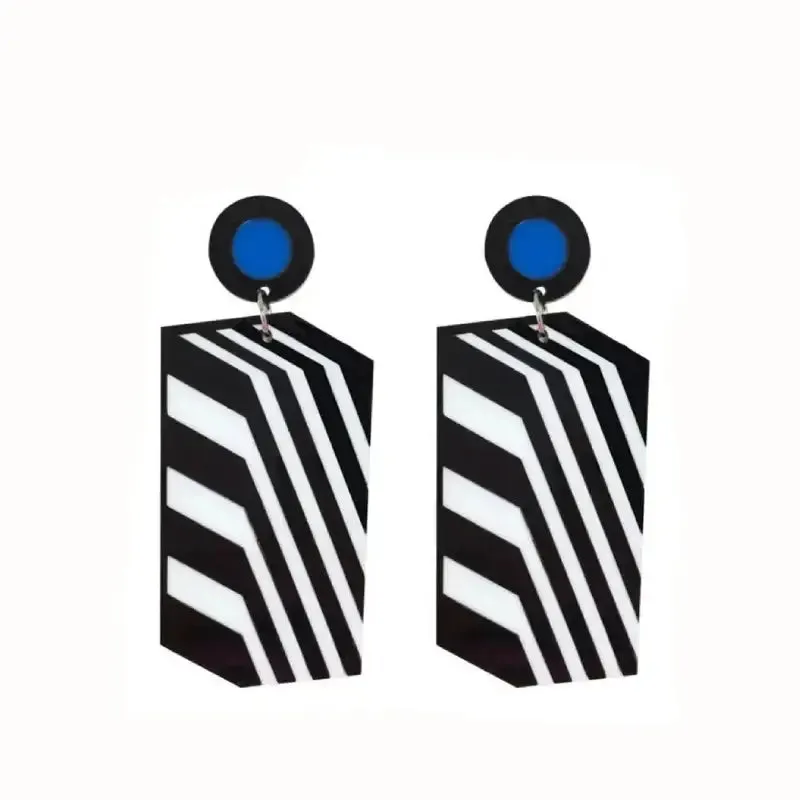 Aesthetic Stripe Drop Dangle Acrylic Square Earrings