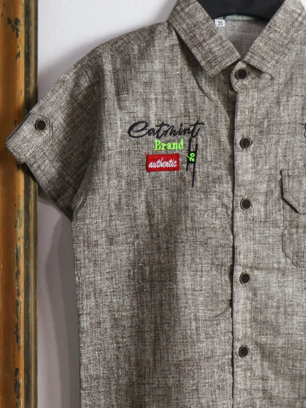 AJ01 Boys Casual Shirt 4Yrs - 10Yrs Brand Light Brown