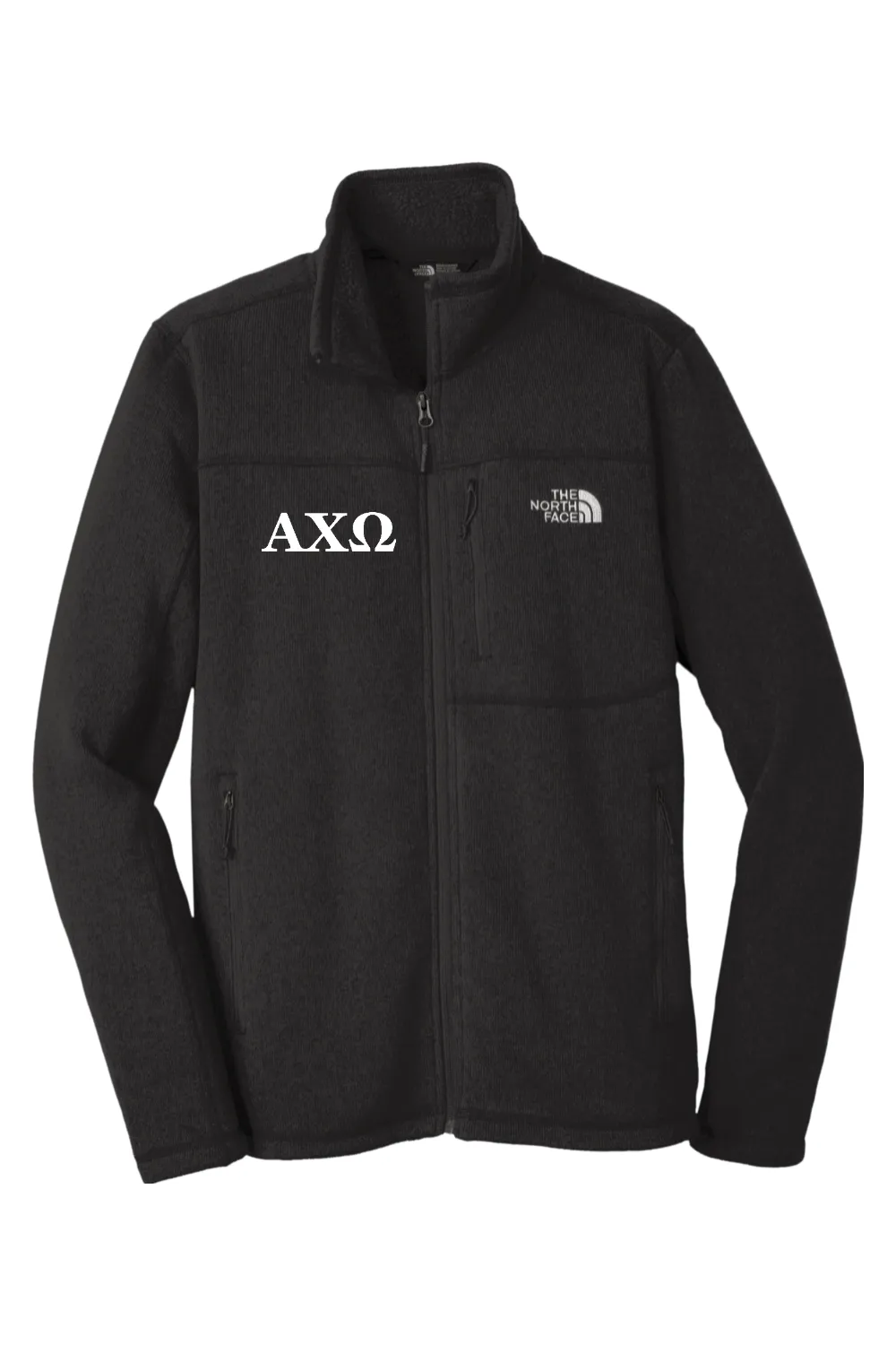 Alpha Chi Omega - North Face Sweater Fleece Jacket - White Embroidered Letters