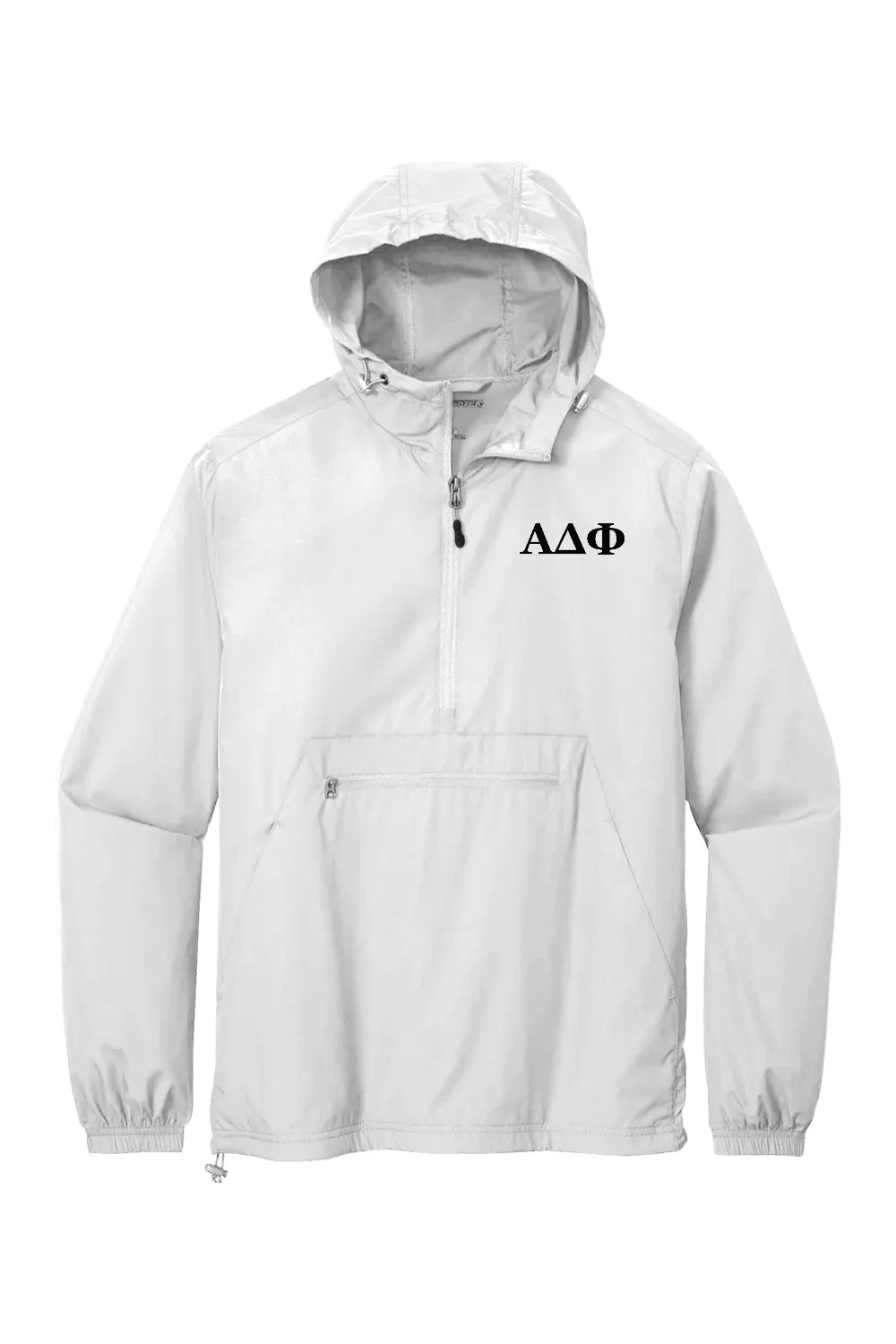 Alpha Delta Phi - Sport-Tek Packable Anorak - Black Embroidered Letters