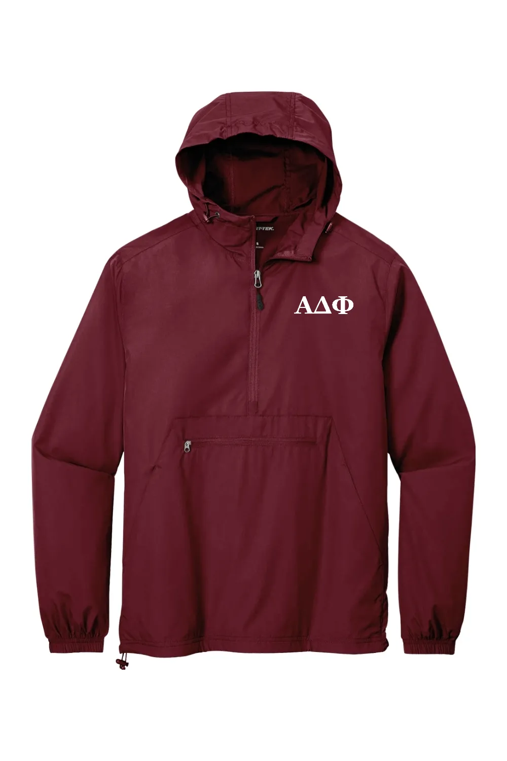 Alpha Delta Phi - Sport-Tek Packable Anorak - White Embroidered Letters