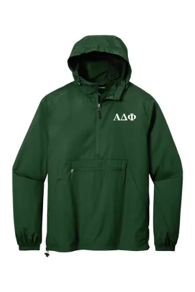 Alpha Delta Phi - Sport-Tek Packable Anorak - White Embroidered Letters