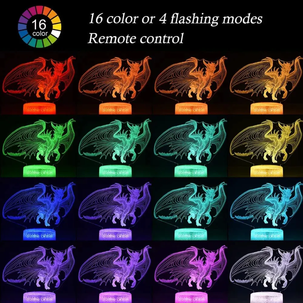 Animal Dragon 3D LED Remote Night Lamp