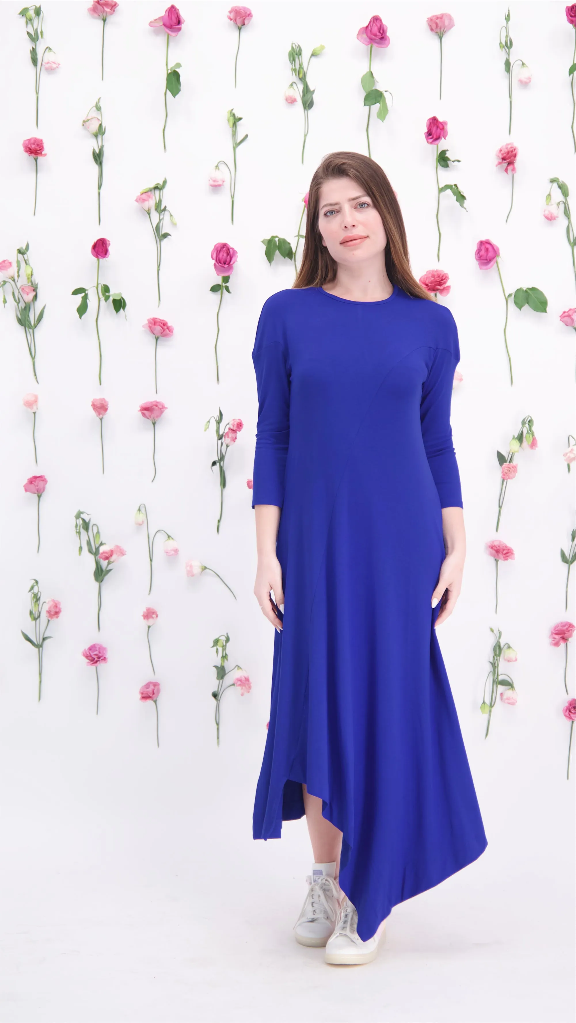 Asymmetric Cotton Dress / Royal Blue