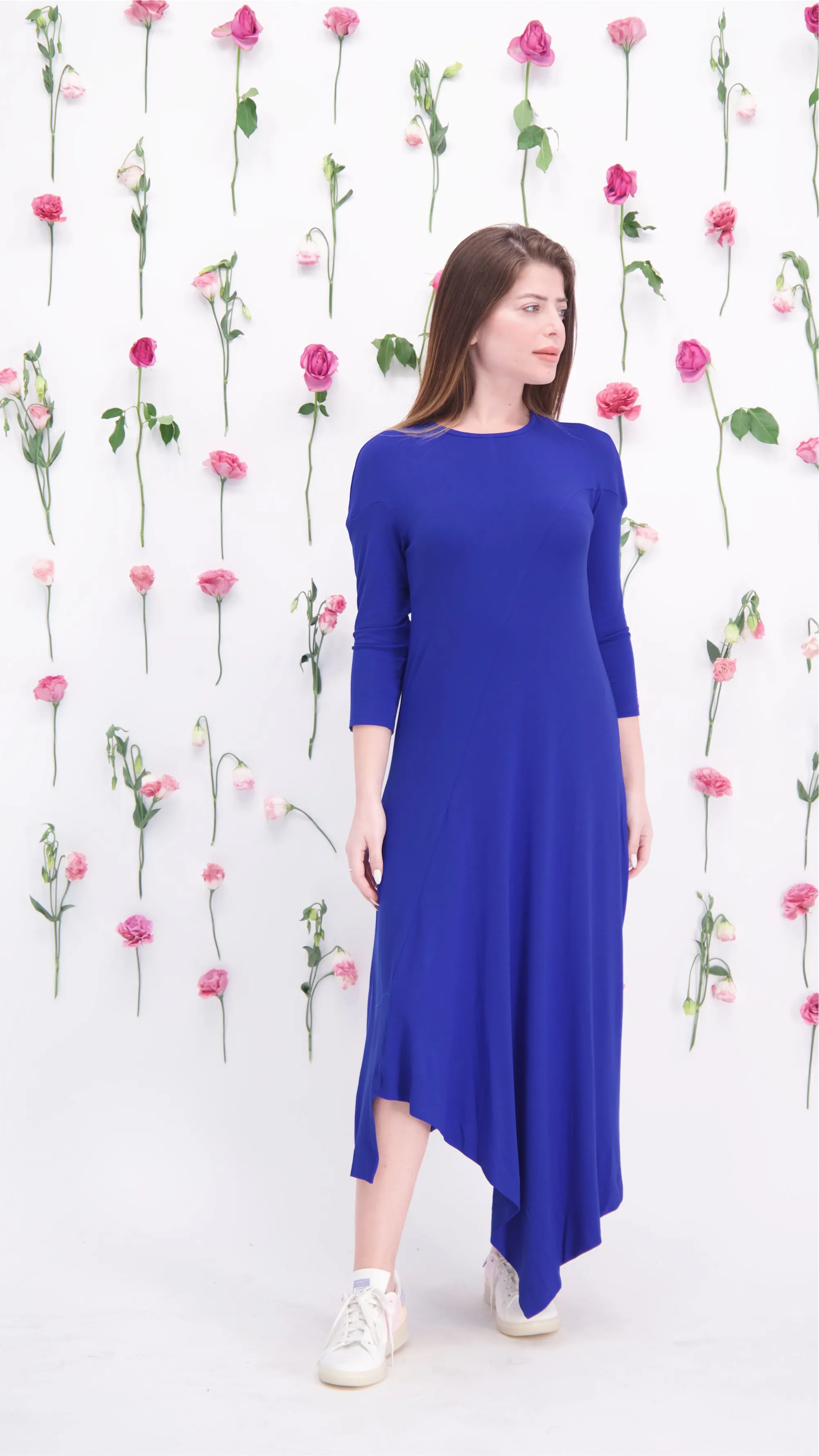 Asymmetric Cotton Dress / Royal Blue