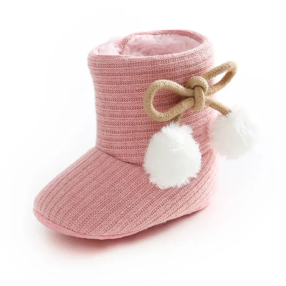 Baby Girls Floral Fluffy 0-18M Winter Snow Boots