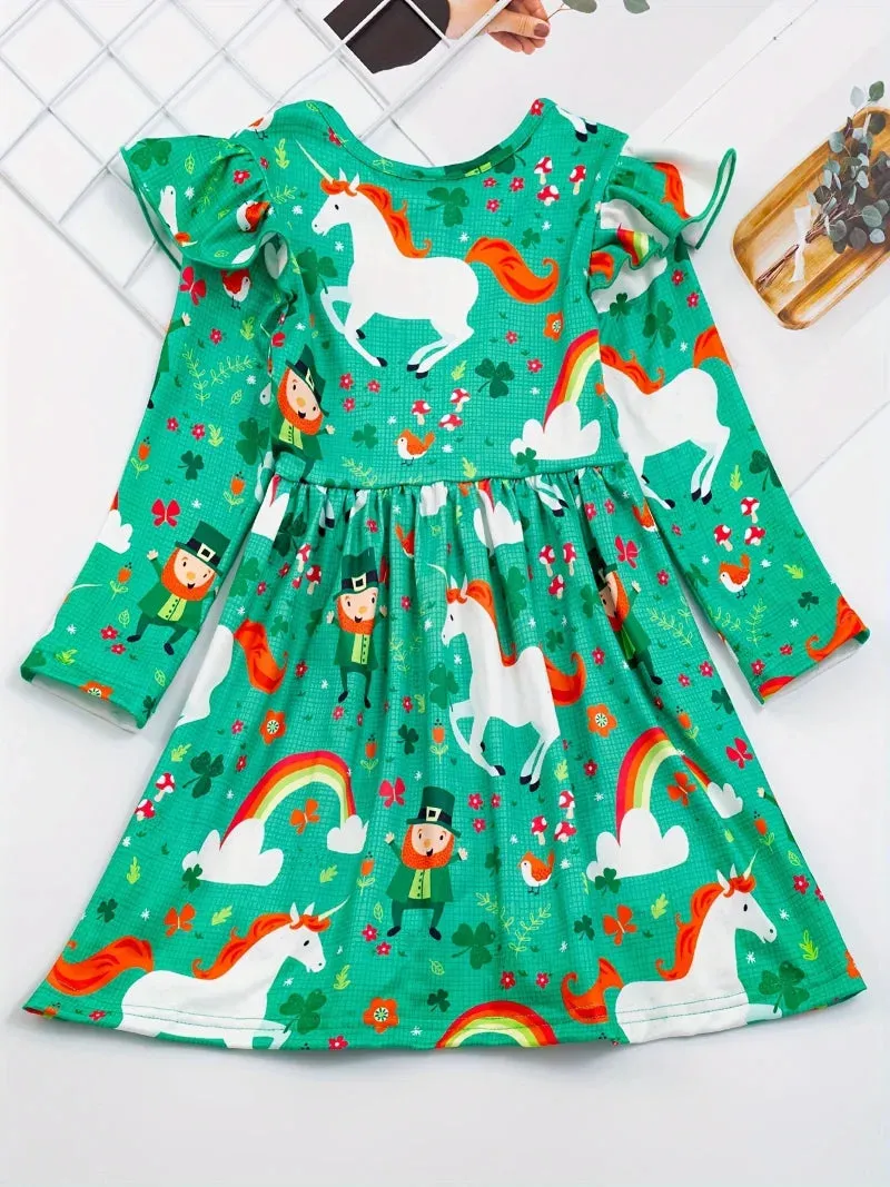 Baby Girls Unicorn Rainbow Long Casual Dress