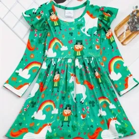 Baby Girls Unicorn Rainbow Long Casual Dress