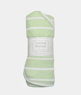 Baby Hooded Blanket - Sage Green Stripes