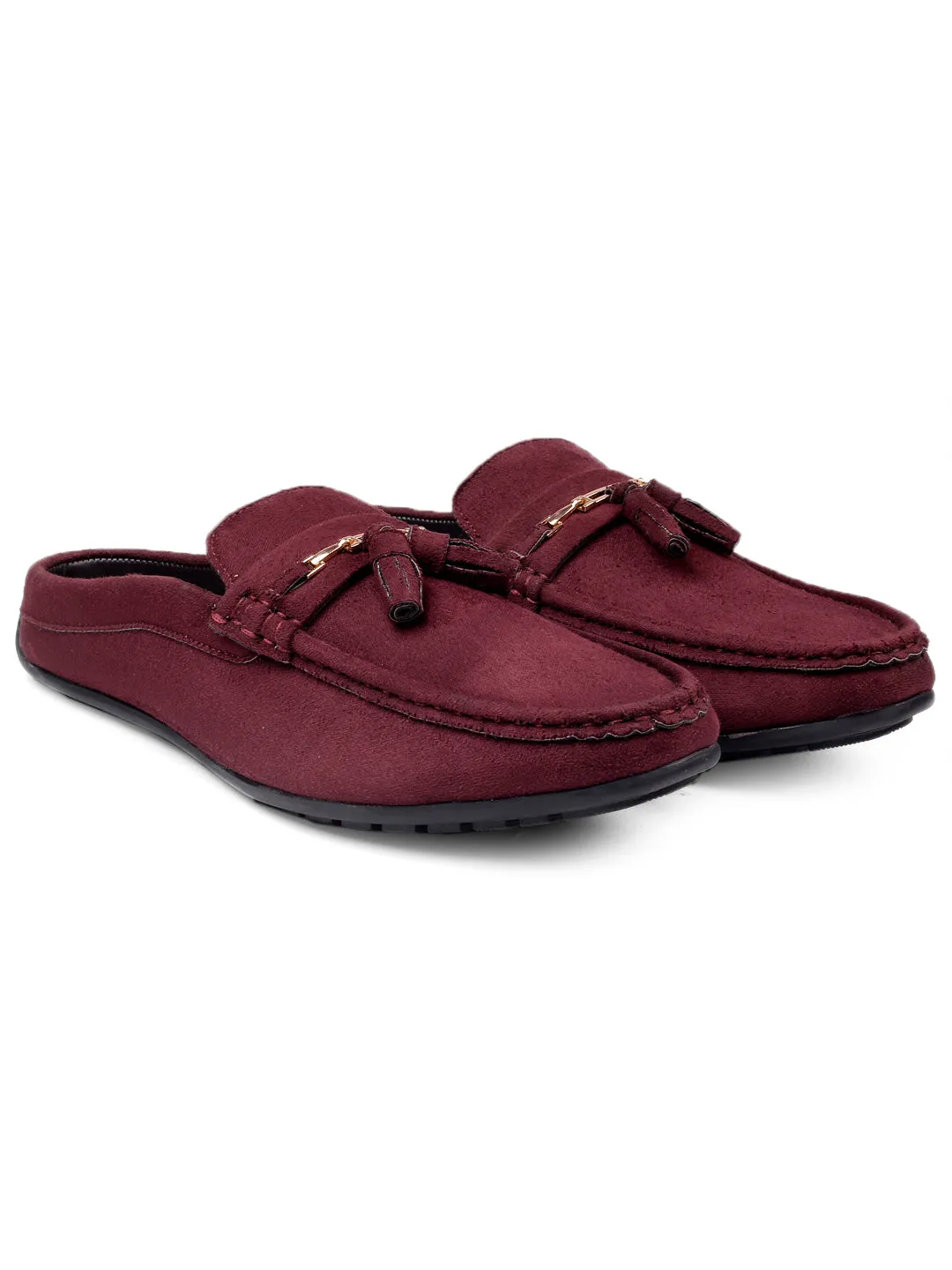 Bacca Bucci JAMBOREE Fashion Mules/Clogs/Backless Loafers for Party/Travel/Office-Velvet Maroon