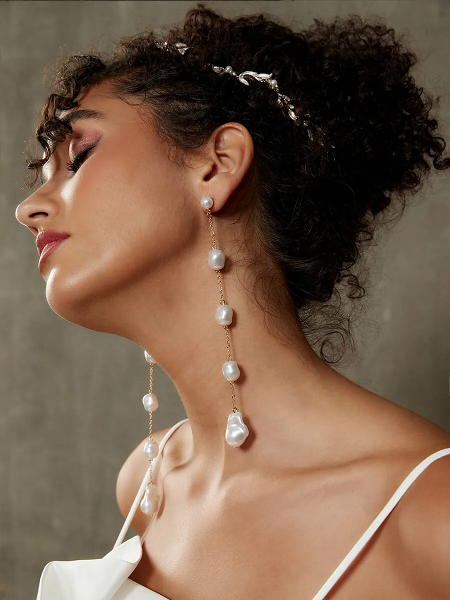 Baroque Pearl Drop Earrings for Brides