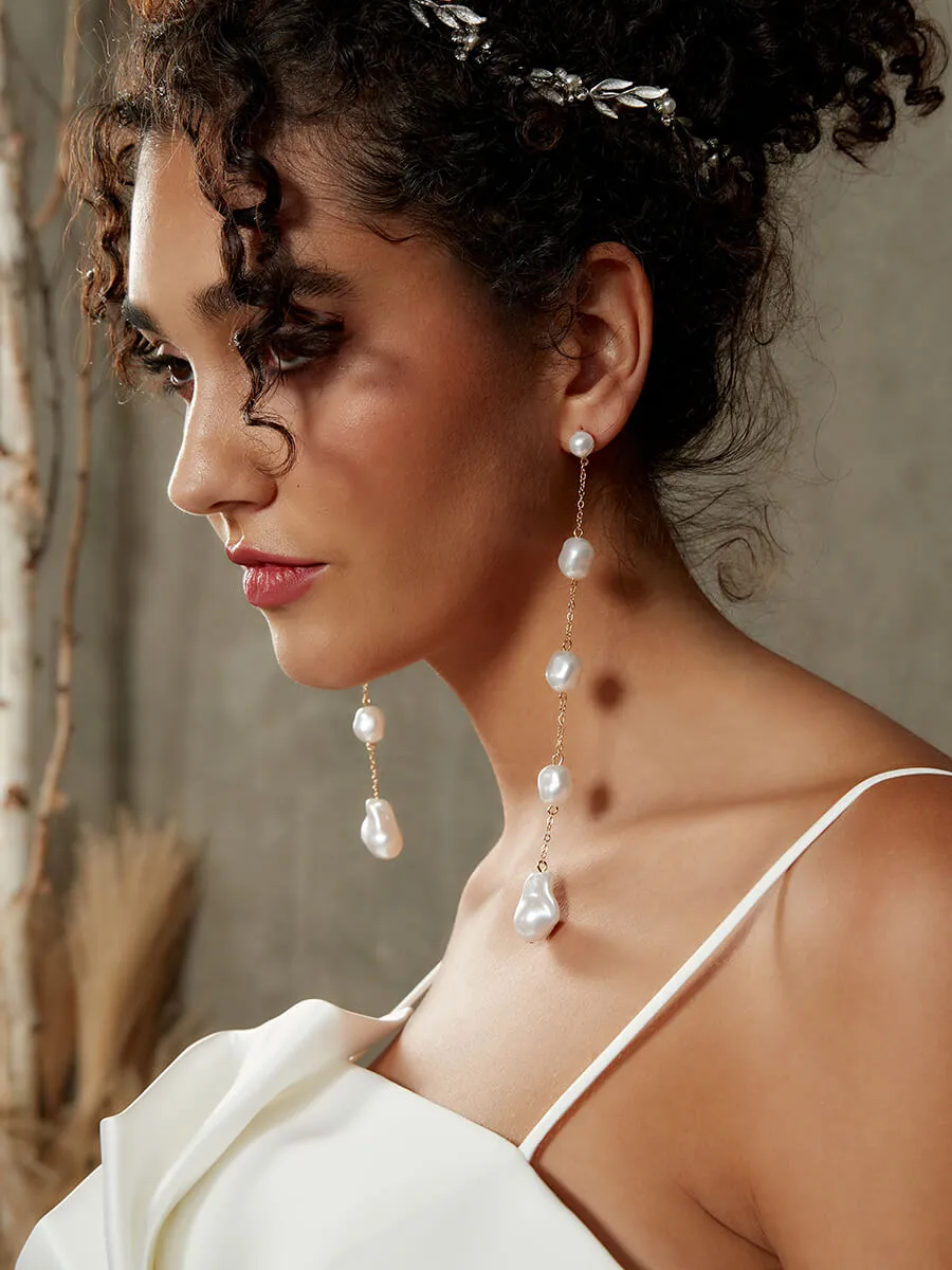 Baroque Pearl Drop Earrings for Brides