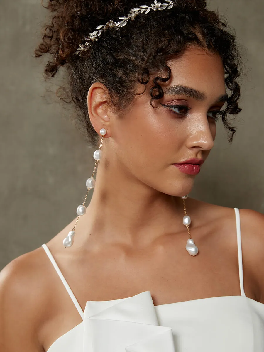 Baroque Pearl Drop Earrings for Brides