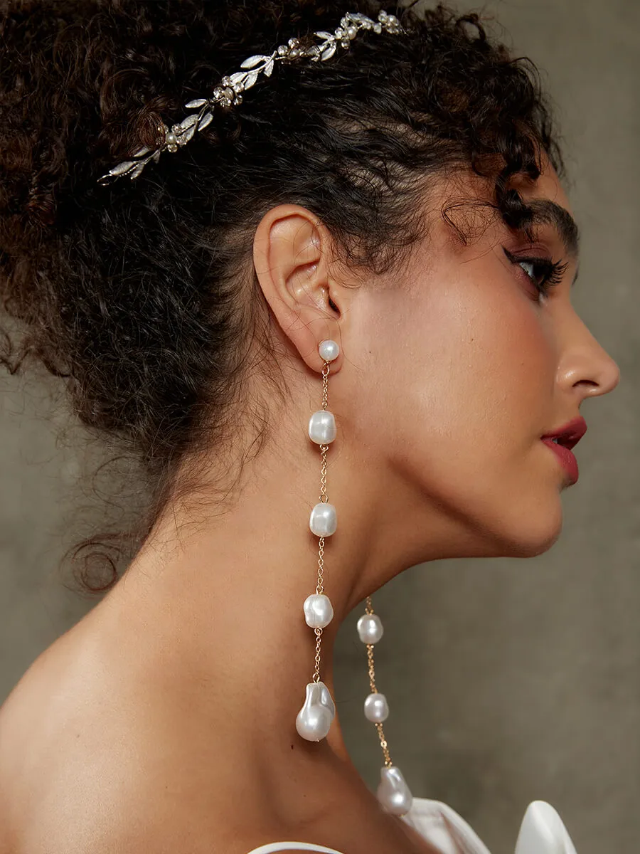 Baroque Pearl Drop Earrings for Brides