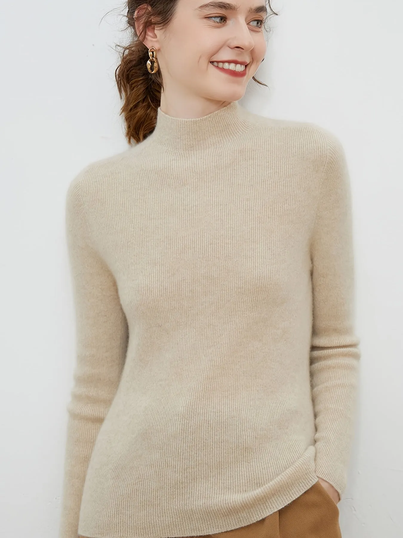 Basic Solid Turtle Neck Sweater, Casual Long Sleeve Sweater, Casual Tops For Fall & Winter, Women's Clothing