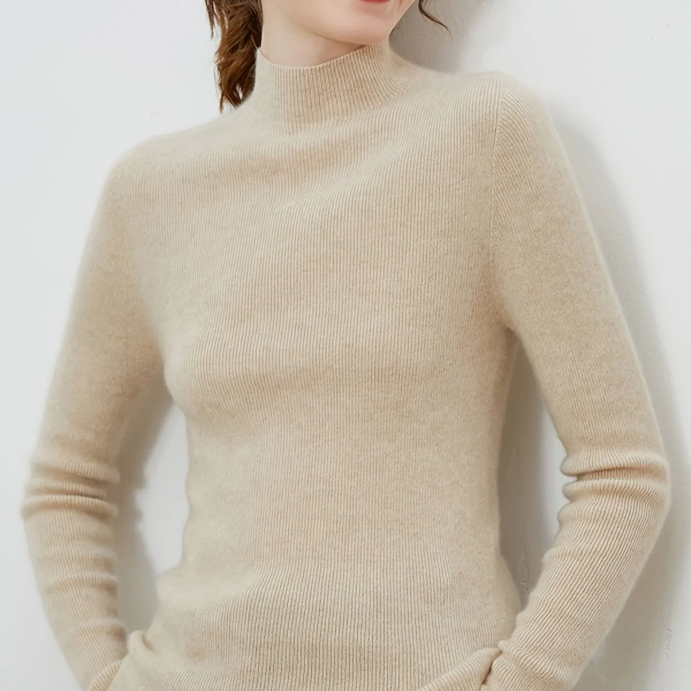 Basic Solid Turtle Neck Sweater, Casual Long Sleeve Sweater, Casual Tops For Fall & Winter, Women's Clothing