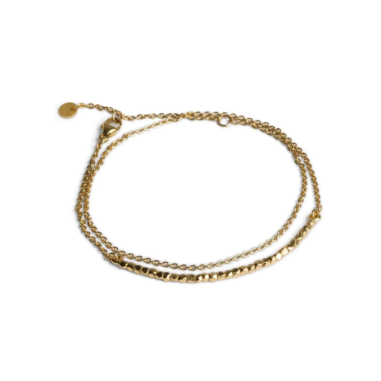 Bead Bracelet With Chain Gold