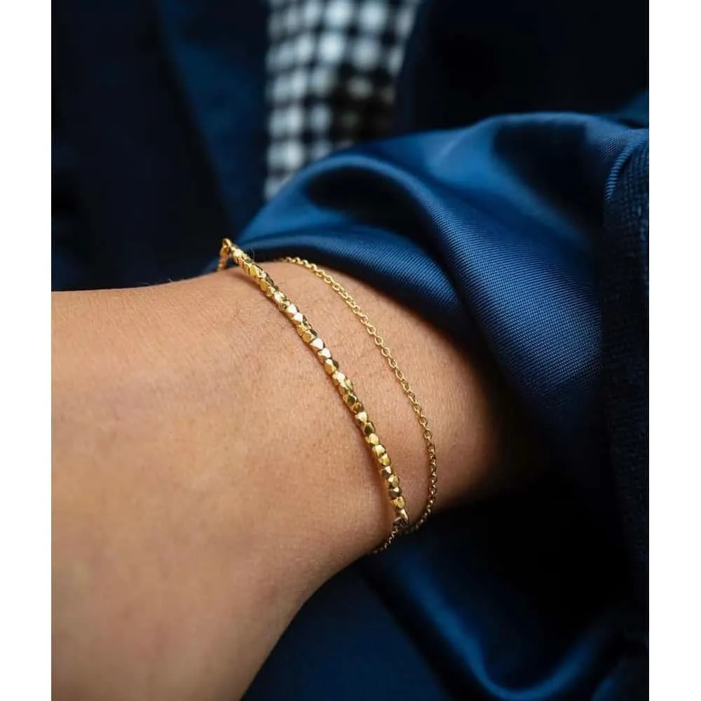 Bead Bracelet With Chain Gold